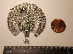 Vtg JBK Peacock Bird Brooch Camrose Kross MultiCrystal Animal Figural Pin Jackie