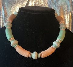 Vintage Avon Sun Bleached Chunky Necklace/Looks Like It Is Made Of Clay W/swirls
