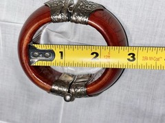 VTG South Asian Dowry Hinged Bone Bangle Silver Repousse Metal Pin Clasp