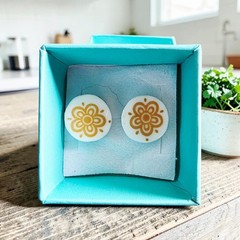 Corelle Golden Butterfly Earrings Created From Broken Dishes.
