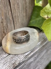 GEO ART 925 Sterling Silver SPINNER Ring Wide Band Ring Size 6.5 VTG ROTATING