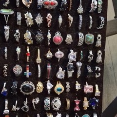 Mixed Lot 50+ Multicolor Rhinestone Rings, Mixed Materials Metal, Unisex