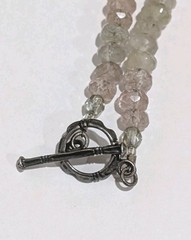 Vtg Sterling Silver Faceted Rutilated Quartz Beads & Jasper Pendant 19″ Necklace