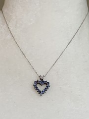 London Blue Topaz & Sterling Silver Open Heart Pendant Necklace Heart Jewelry 1″
