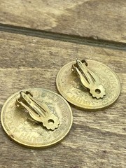 Vintage 1950s South Africa Elizabeth II Coin Clip On Earrings 1.25”