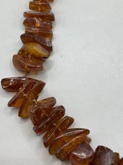 Vintage Baltic Amber Graduated Nugget Necklace Cognac Endless Strand 28 in FLAW
