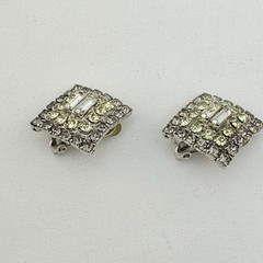 Vintage Clear Rhinestone Clip-on Earrings Signed Hobe