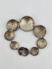 Vintage 1944 Australian Coin Trench Art Charm Link Artisan Bracelet