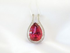 Sterling Silver 925 Pink Topaz Large Slide Pendant Necklace