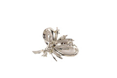 Vintage Rhinestone Pin Brooch Floral and Ribbon Design 1.5 Inches Long WOW!