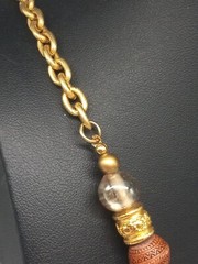 ORENA PARIS Rare Vintage Gold Tone Detailed Alligator Pendant Necklace