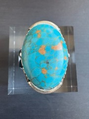 925 Sterling Silver Large Turquoise Ring Handmade Ring Size 9.5 US