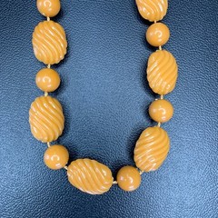 Vintage Avon Sculpted Lucite Necklace | Warm Honey Mod Statement