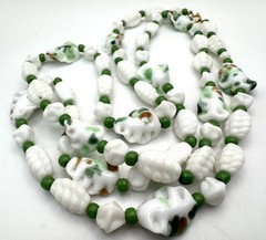 1/20th 12k Gold Vintage Czech twisted green and white glass bead necklace