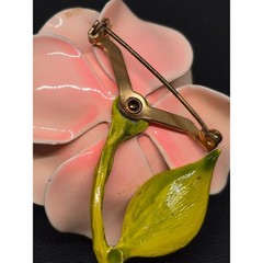 Vintage Rose Brooch Peach Pink Enamel Flower Pin Floral Botanical