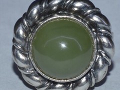 RING VTG Ukrainian russian STERLING SILVER 925 Genuine Green Nephrite Nephritis