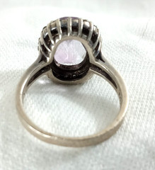 Vintage 925 Sterling Silver RING Cushion Faceted Amethyst Stone CZ Halo 9.5 – 10
