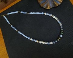 Handcrafted Bohemian Necklace with Freshwater Pearl, Opalite, & Blue Coral