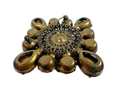 Vintage Unsigned RJ Graziano Smokey Rhinestone Bronze Color Brooch WOW