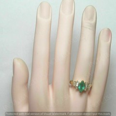 Natural Emerald 3.20 Ct Art Deco Antique Vintage Wedding Ring 14K Yellow Gold FN