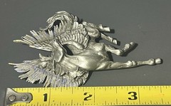 Vintage JJ Jonette Brooch Pewter Horse Pegasus Purple Glitter 3.5 Inches