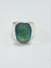 Lovely Silver 925 Mens Green Emerald Ring Us Size 13 Signed SJS Ⓟ