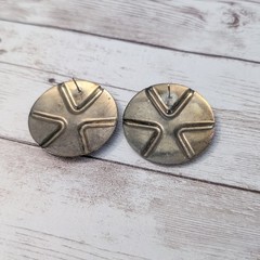 Vintage Stud Earrings For Pierced Ears Retro Circular Extra Large