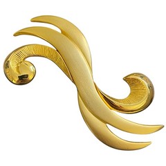 Vintage Tona Brooch Matte Shiny Goldtone Swirl 3-1/8″ Long