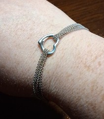 Vintage Italy Sterling Rolo Chain Bracelet with Heart Charm 7″ See Pics/Descript