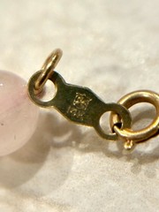VTG Necklace Rose Quartz Bead Beaded 14K Yellow Gold Clasp Chain Strung Estate