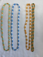 Vintage 1960s Plastic Bead Necklace Lot (5) Signed Hong Kong MCM Melon Beads