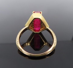 GIA Certified 3.79ct Step Cut Ruby 0.41ct Diamond 18K Yellow Gold Ring Size 7.5