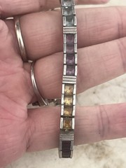 Vintage Sterling 925 Channel Set Square Cut Multi Colored Gemstone Bracelet