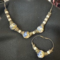 Vintage Tribal BOHO Statement Necklace Ceramic Beads,metal& Mixed Materials COOL