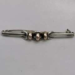 Modernist Bar Brooch Theodor Klotz Signed Teka 835 Handarbeit Silver Germany