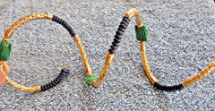 Expandable Spring – Memory Wire. Bangle Bracelet. 3 Rows; Gold Tone Navy Green