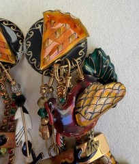 Lunch At The Ritz HAPPY THANKSGIVING Clip On Earrings Rare Find!