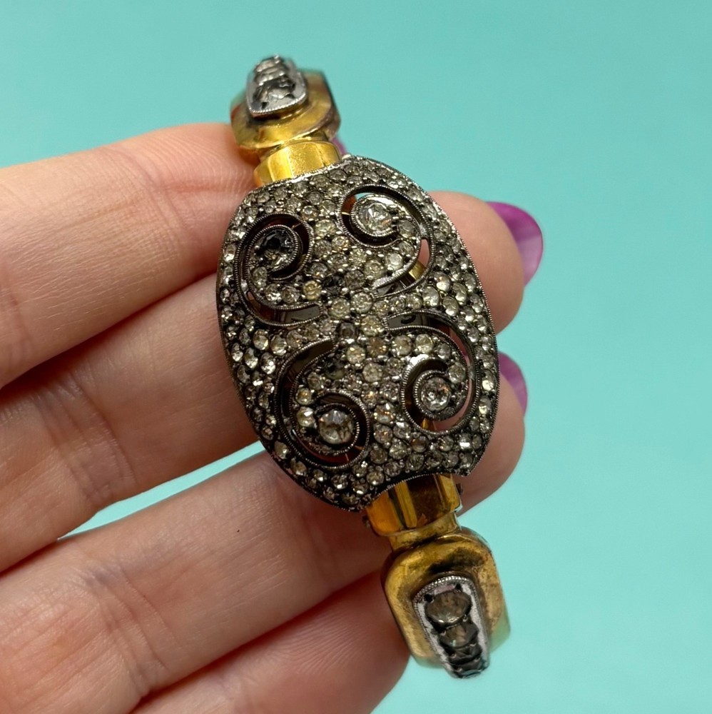 French Potens Prima Hidden Watch Bracelet Paste Set Gold Filled Retro