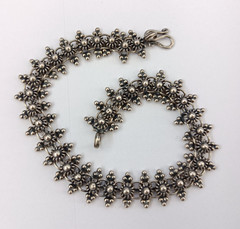 Vintage Silver Bracelet Ethnic Granulation Flower Filigree Tribal Articulated
