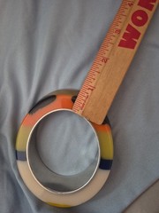 VINTAGE MULTICOLOR LUCITE ABSTRACT ART DECO BANGLE BRACELET SIGNED
