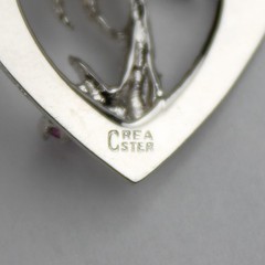 Vintage Crea Sterling Nassau Charm Pendant Faux Pearl Garnet Bahamas Palmtree