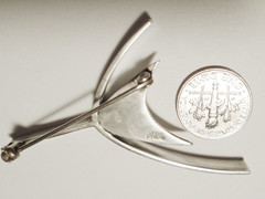 HENRY STEIG Mid Century MODERNIST Sterling Silver 925 PEARL PIN/Brooch