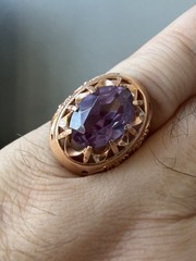 Vintage USSR 14K 583 Gold Alexandrite Ring Soviet Russian Jewelry