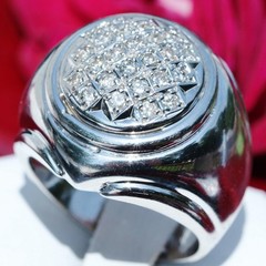 14k white gold ring 1.00ct natural diamond sz 10.5 vintage handmade 17.75g Gab5