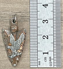 Vintage Copper Plated Pewter American Eagle USA Arrowhead Pendant Charm Two Tone