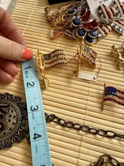 Vintage American Patriotic Costume Jewelry Lot Red White Blue 4th Of July 250th