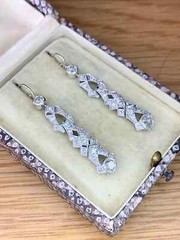4.00Ct Art Deco Style Lab Craeted Diamond 14K White Gold FN Drop/Dangle Earrings