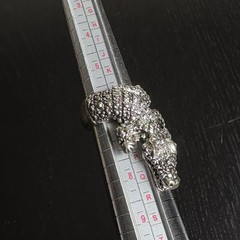 Vintage Silver Tone Alligator/Crocodile Statement Ring Size 6 Unmarked