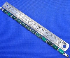 Vintage Peruvian 950 Fine Silver & Malachite Inlay Link Bracelet 13.45 grams