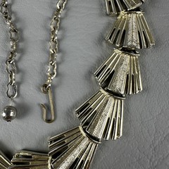 Vintage Art Deco Link Necklace Gold Tone Fan Statement Adjustable 13–14″